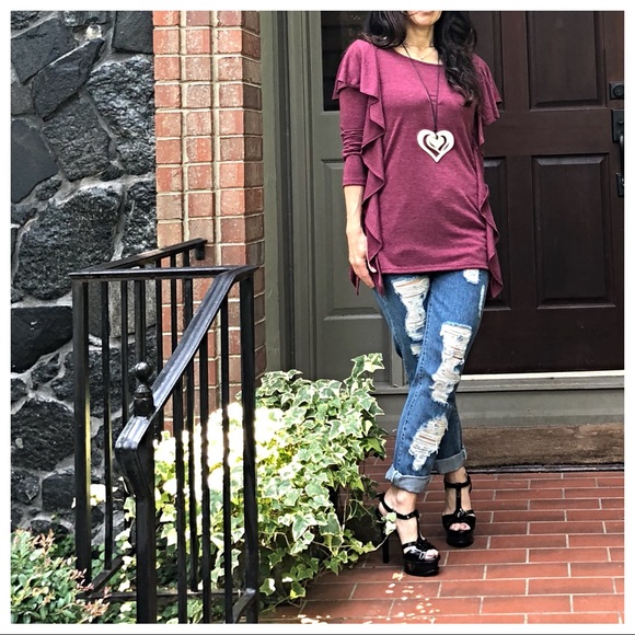 ✨LAST ONE ✨Long sleeve ruffle detail top - Picture 6 of 6